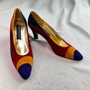 Mario Valentino Color Blocked Suede Heels Women’s Pumps Size 7.5AA Italy
